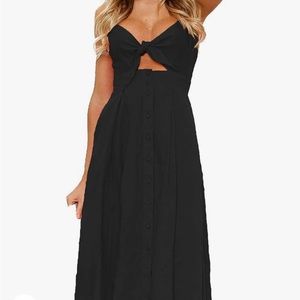 Black Short Dress / LBD / Button Down / Adjustable Top / XL